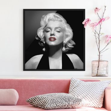 Poster encadré - Marilyn With Red Lips