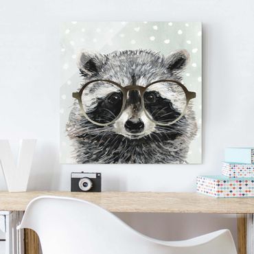 Tableau en verre - Animals With Glasses - Raccoon
