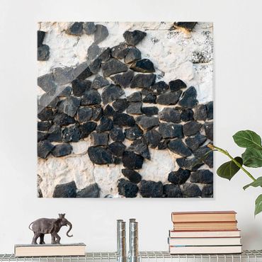Tableau en verre - Wall With Black Stones