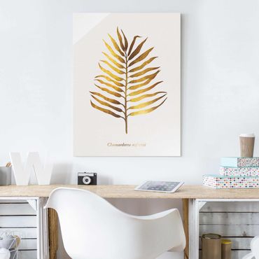 Tableau en verre - Gold - Palm Leaf II