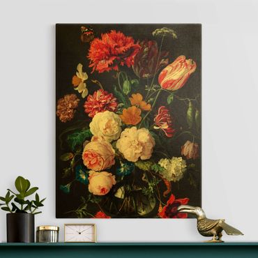 Tableau sur toile or - Jan Davidsz De Heem - Still Life With Flowers In A Glass Vase