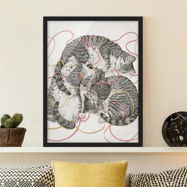 Poster encadré - Illustration Grey Cat Painting