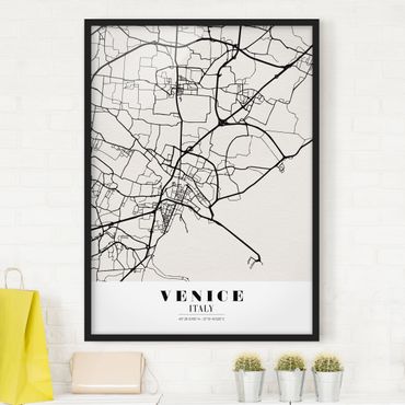 Poster encadré - Venice City Map - Classic