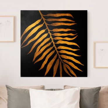Tableau sur toile or - Gold - Palm Leaf II On Black