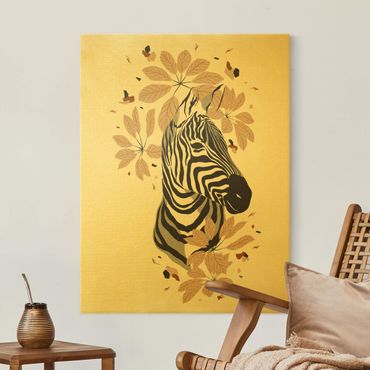 Tableau sur toile or - Safari Animals - Portrait Zebra