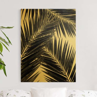 Tableau sur toile or - View Through Palm Leaves Black And White