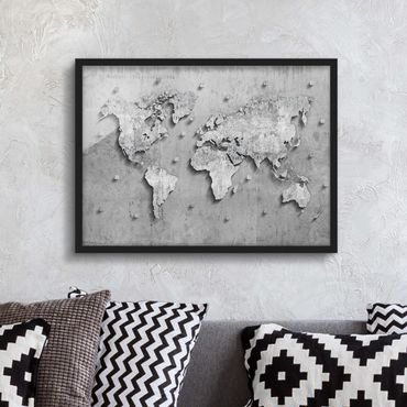 Poster encadré - Concrete World Map
