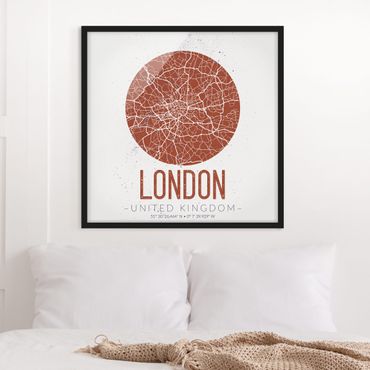 Poster encadré - City Map London - Retro