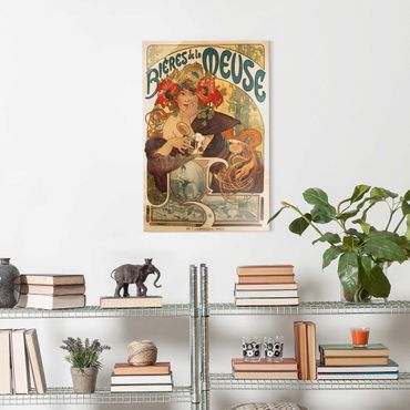 Tableau en verre - Alfons Mucha - Poster For La Meuse Beer