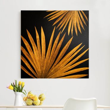 Tableau sur toile or - Gold - Palm Leaf On Black