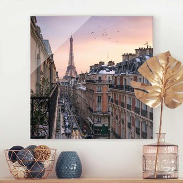 Tableau en verre - The Eiffel Tower In The Setting Sun