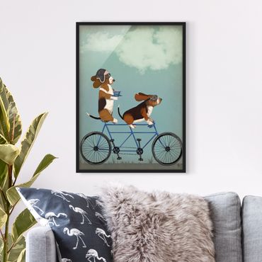 Poster encadré - Cycling - Bassets Tandem