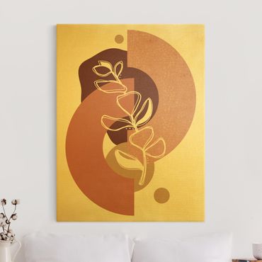 Tableau sur toile or - Geometrical Shapes - Leaves Pale Pink Gold