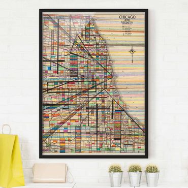 Poster encadré - Modern Map Of Chicago