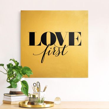 Tableau sur toile or - Love first