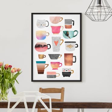 Poster encadré - Colourful Mugs With Gold