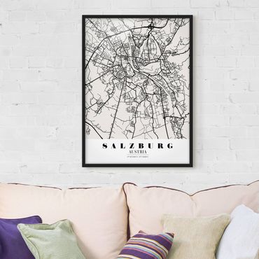 Poster encadré - Salzburg City Map - Classic