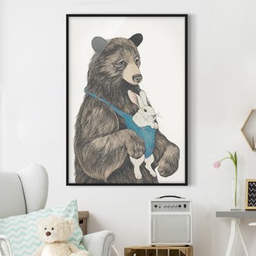 Poster encadré - Illustration Bear And Bunny Baby