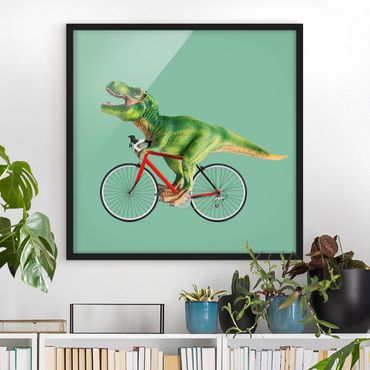 Poster encadré - Dinosaur With Bicycle