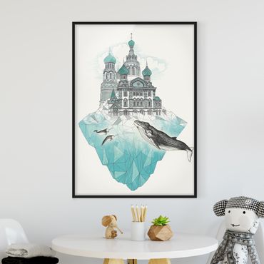 Poster encadré - Illustration Church With Domes And Wal