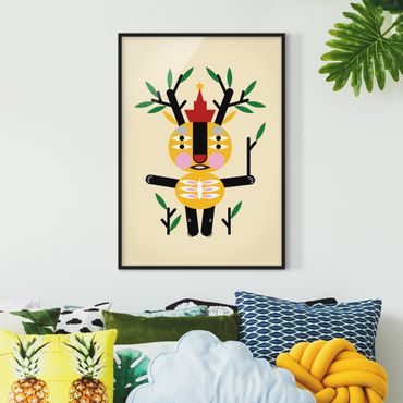 Poster encadré - Collage Ethno Monster - Deer