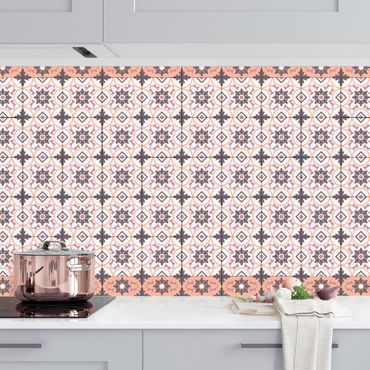 Revêtement mural cuisine - Geometrical Tile Mix Flower Orange