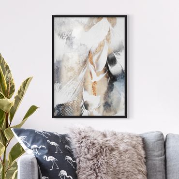 Poster encadré - Golden Abstract Winter Painting