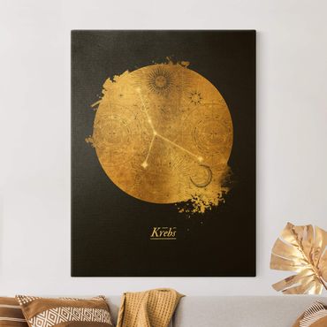 Tableau sur toile or - Zodiac Sign Cancer Gray Gold