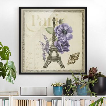 Poster encadré - Paris Collage Eiffel Tower