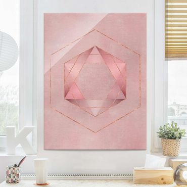 Tableau en verre - Geometry In Pink And Gold I