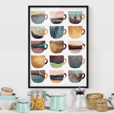 Poster encadré - Colourful Coffee Mugs With Gold