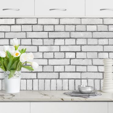 Revêtement mural cuisine - Brick Wall White