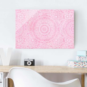 Tableau en verre - Pattern Mandala Light Pink