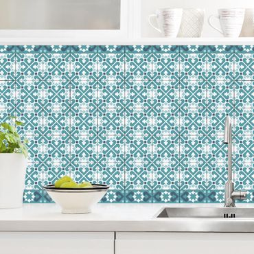 Revêtement mural cuisine - Geometrical Tile Mix Hearts Turquoise