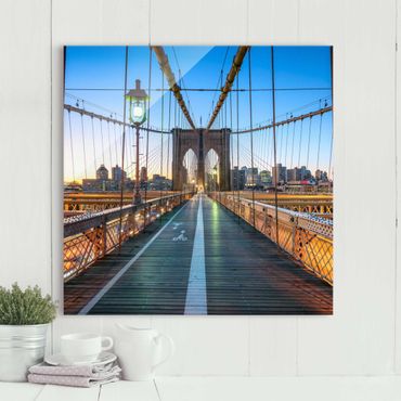Tableau en verre - Dawn On The Brooklyn Bridge