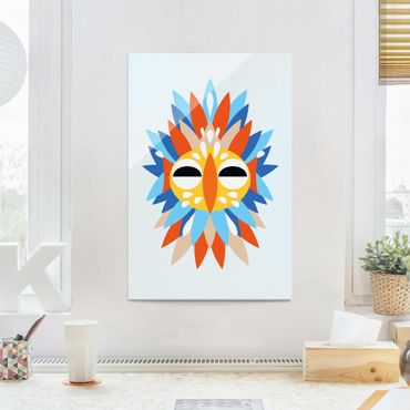 Tableau en verre - Collage Ethnic Mask - Parrot