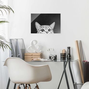 Tableau en verre - Illustration Cat Black And White Drawing