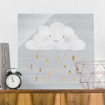 Tableau en verre - Cloud With Golden Raindrops