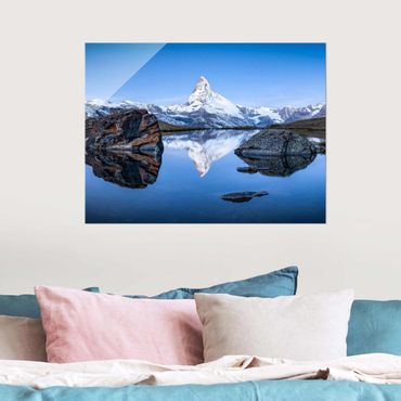 Tableau en verre - Stellisee Lake In Front Of The Matterhorn