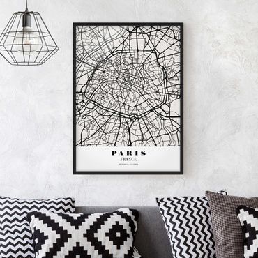 Poster encadré - Paris City Map - Classic