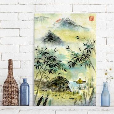 Tableau en verre - Japanese Watercolour Drawing Bamboo Forest