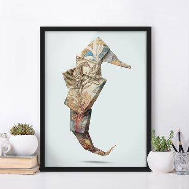Poster encadré - Origami Seahorse