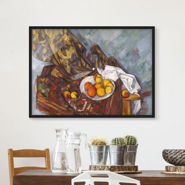 Poster encadré - Paul Cézanne - Still Life, Flower Curtain, And Fruits