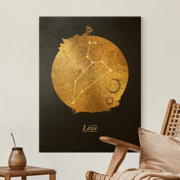 Tableau sur toile or - Zodiac Sign Leo Gray Gold
