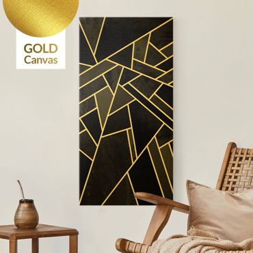 Tableau sur toile or - Golden Geometry - Black Triangles