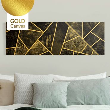 Tableau sur toile or - Golden Geometry - Grey Triangles