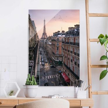 Tableau en verre - The Eiffel Tower In The Setting Sun