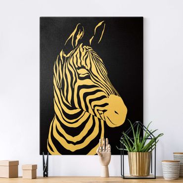 Tableau sur toile or - Safari Animals - Portrait Zebra Black
