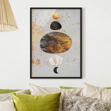 Poster encadré - Sun And Moon In Golden Glory