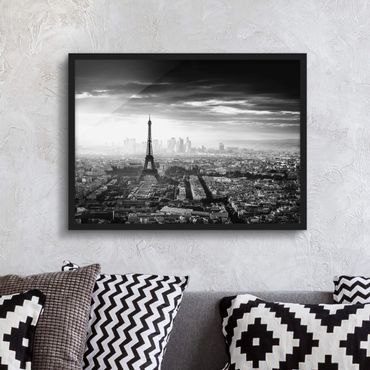 Poster encadré - The Eiffel Tower From Above Black And White